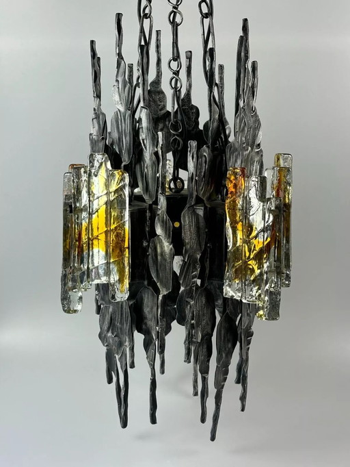 60s 70s Brutalist chandelier ceiling lamp Tom Ahlström & Hans Ehrlich