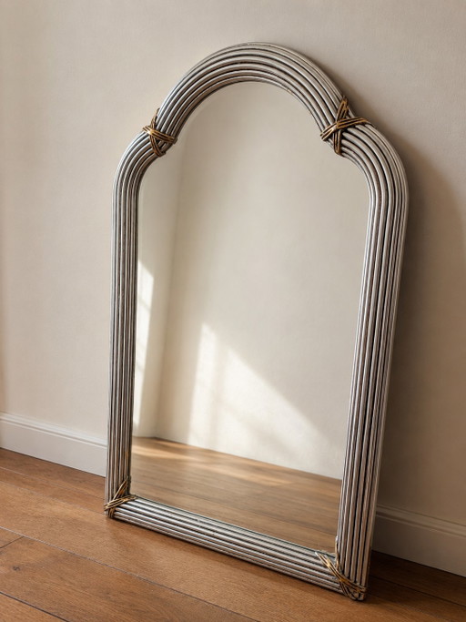 Vintage Hollywood Regency Arc Mirror – Silver & Gold – 99 × 67 Cm – spiegels, Other (photo 2 of 5)