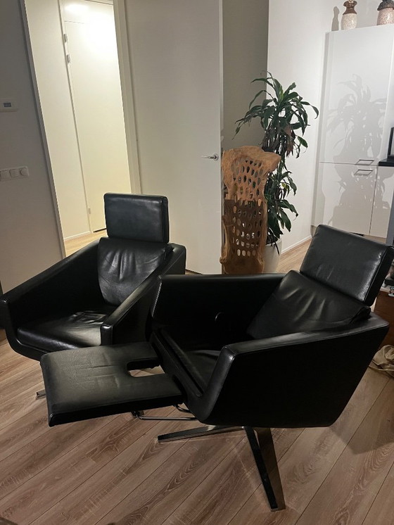 Image 1 of FSM Pavo Relax, met voetensteun, ligstand en inklapbare hoofdsteun. Uitvoering in zwart leer