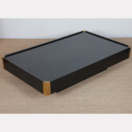 Image 1 of Table basse en bois et laiton attribuée à Willy Rizzo, 1970