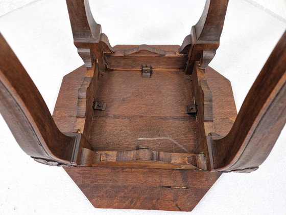 Image 1 of Antique Clawfoot Side Table in Oak