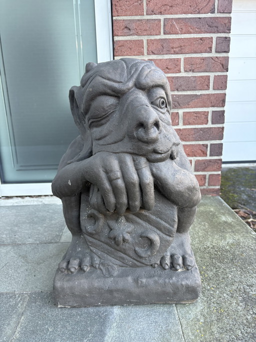 Steinfigur - Gargoyle Torwächter - schwere Gartenstatue / Hauswächter, wetterfest