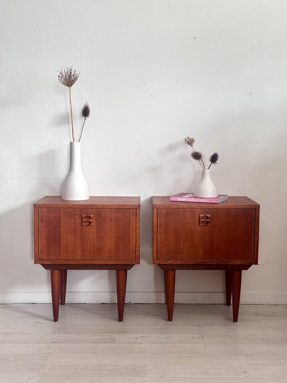 Image 1 of Set vintage Deense nachtkastjes teak jaren 60