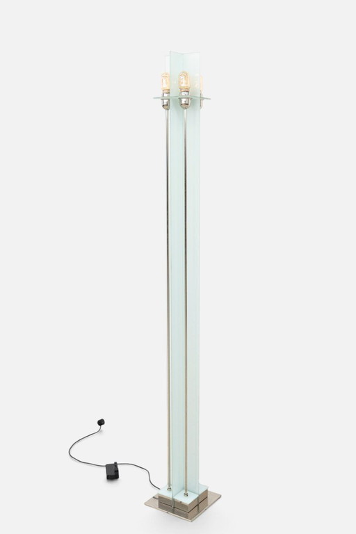 Lámpara de pie Serien Raumleuchten - Manfred Wolf - Diseño alemán años 80 - 191 cm – vloerlampen, Glass, Metal