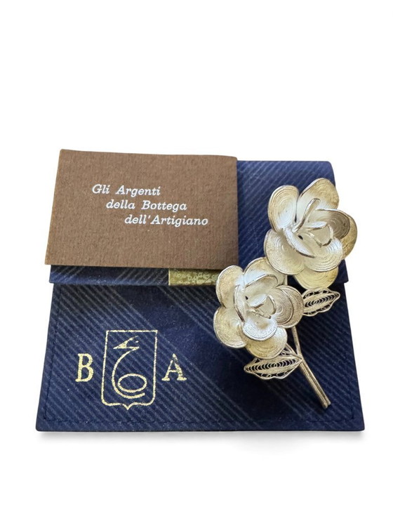 Image 1 of Spilla argento .925 anni '70 con motivi floreali