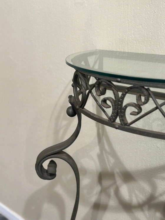 Gesmeed ijzeren wandconsole, Italië, jaren 1960 – Glass, Vintage (photo 3 of 5)