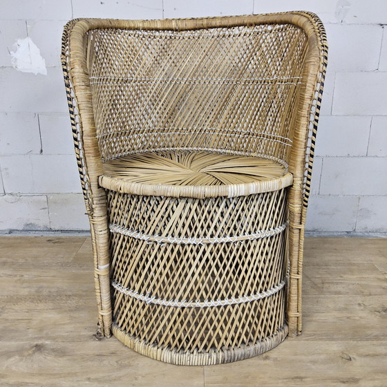 Image 1 of Vintage geweven Rotan / Rattan Stoel / luie bohemian stoel ( lazy Rotan chair )