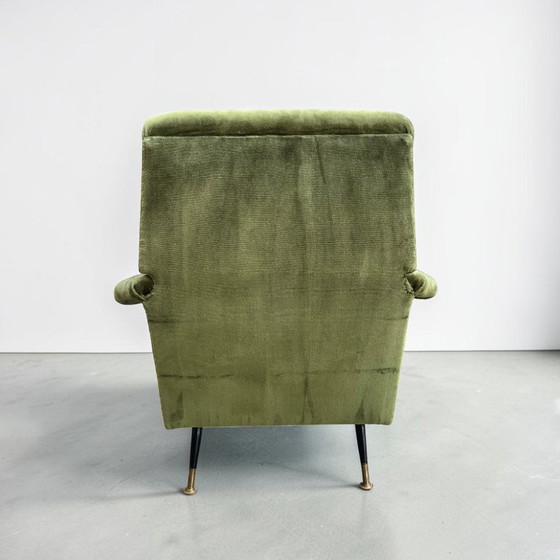 Image 1 of Set van twee vintage fauteuils uit de jaren 50 met bijpassende voetenbank.