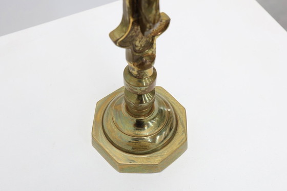 Image 1 of French Antique Catholic Alter or table Crucifix in cast copper, 1900s