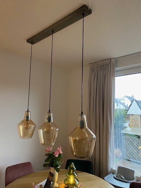 Eetkamerlamp, Trendy, Met 3 Glazen Bollen