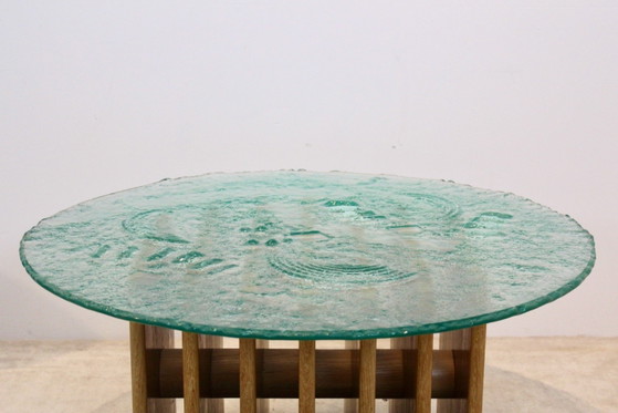 Heinz Lilienthal Sculpturale Glazen Salontafel, Koffietafelboeken, Hout, Brutalist (foto 8 van 11)