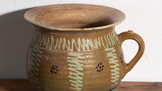 Vaso in ceramica smaltata popolare antica – Europa Centrale, circa 1930 – Vasi per piante, Rustic (photo 3 of 40)