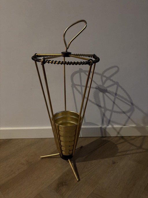 Konischer goldener Schirmständer im Mid-Century-Modern-Stil, 1960er Jahre