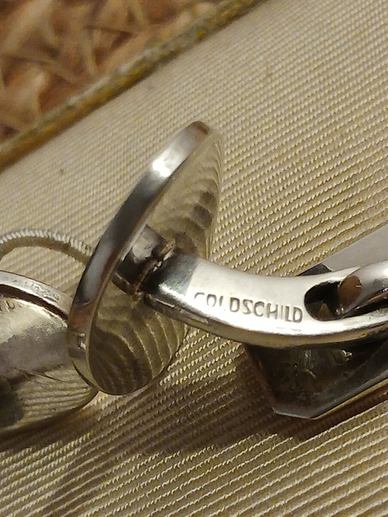 Pre-war Cufflinks Silver 835 Rigid Double-Sided Stem, Art Prints (photo 5 of 9)