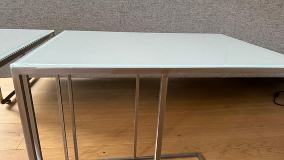 Kubischer Beistelltisch – Beek, Beistelltische, polished steel, Glass (photo 5 of 5)