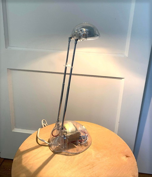intage transparent desk lamp – telescopic adjustable (Massive, 80s–90s