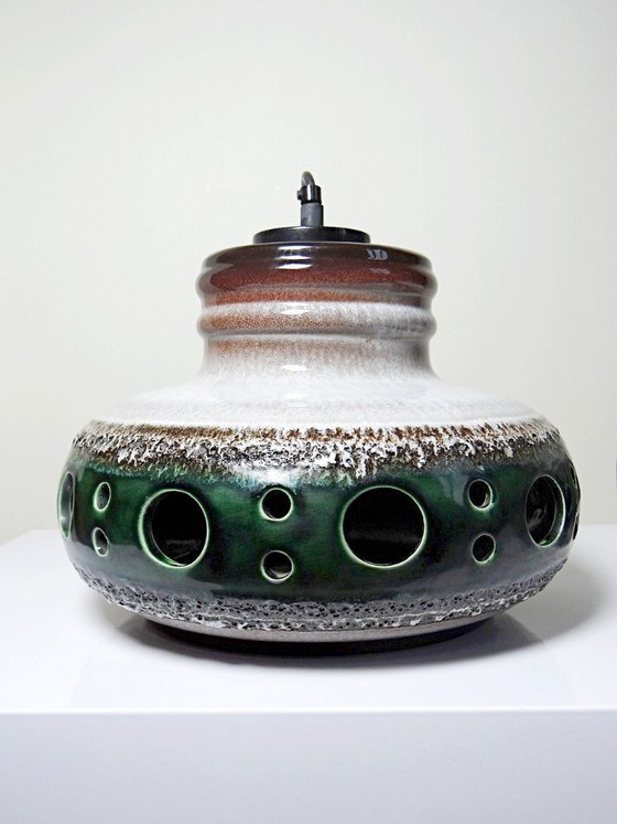 Paar Große Herda Emaillierte Keramik Pendelleuchten, 1970er Jahre – Ceramic (photo 6 of 13)