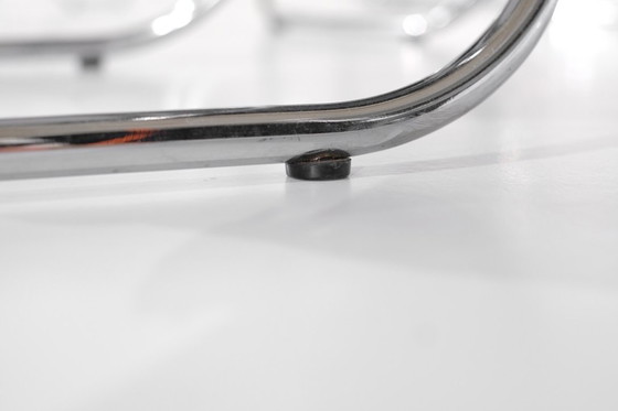 Image 1 of Juego de 9 sillas plegables cromadas con tela de los años 70