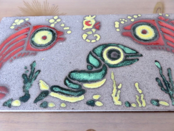 Image 1 of Plato de lava esmaltado modernista, 1970, Francia