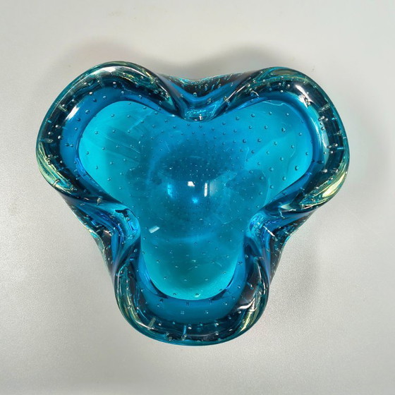 Image 1 of Cendrier ou vide-poches rose style milieu du siècle, années 1960, en verre de Murano Bullicante, par Flavio Poli.