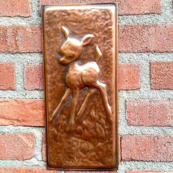 Image 1 of Targa murale Giovane Cervo Rame