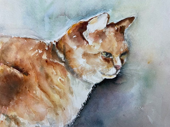 Image 1 of Gato. Acuarela de Margo Ellen.