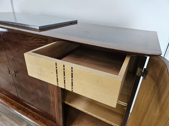 Image 1 of Art Decò oak sideboard for dining room with marble top