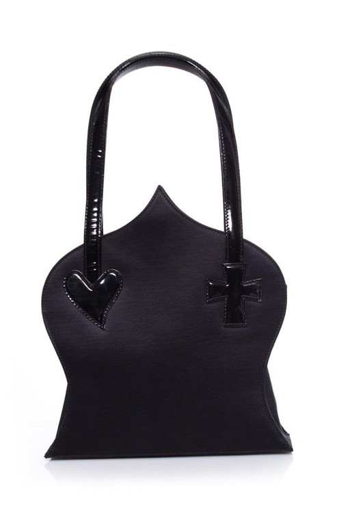 Borsa Christian Lacroix in seta e pelle verniciata.