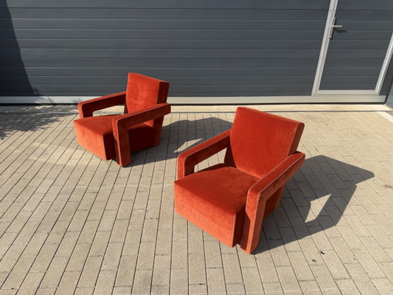 Cassina Utrecht Stuhl Terrakotta, G. Rietveld Neuwertiger Zustand! – Sessel, Textile (photo 10 of 15)