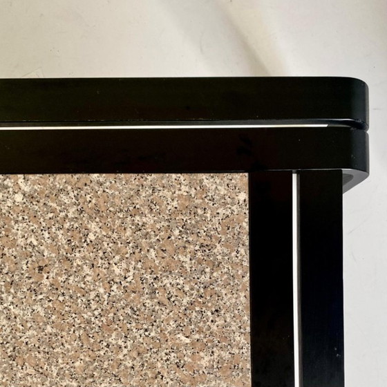 1x Italian Modern Sculptural Coffee Table with Granite Top & Bentwood Frame, 1980, Side tables, Marble, Grey (photo 10 of 11)
