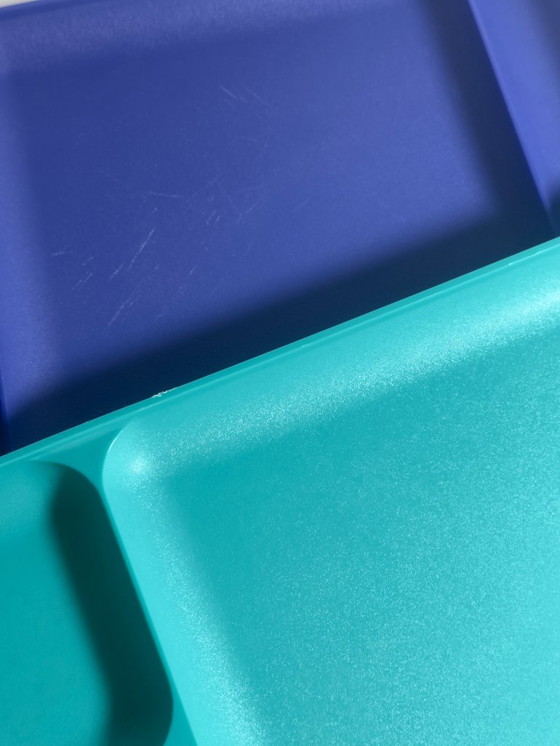 Image 1 of 3x Tupperware Vintage Picnic Plate Tray 80s 90s Plastic Postmodern Plate