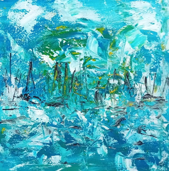 Abstract Painting `Sails` – Paintings & Drawings, Cotton (photo 6 of 7)