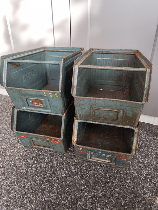 Set van 4 Vroege Vintage Schäfer Lager-Fix Bakken (1953/1955) – opbergkast, Metal