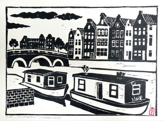 Image 1 of Amsterdam Diptych – A3 Linocut Prints