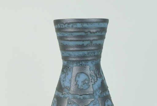 carstens vase decor ankara blue gray metallic glaze no. 1218-29 mid century ceramic 1960s WGP