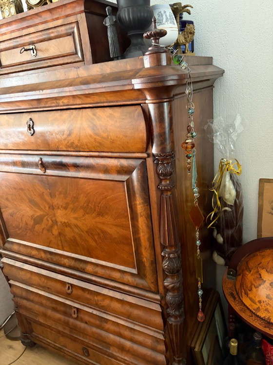 Antique Biedermaier secretary/cabinet ca. 1890 – Wood (photo 4 of 13)