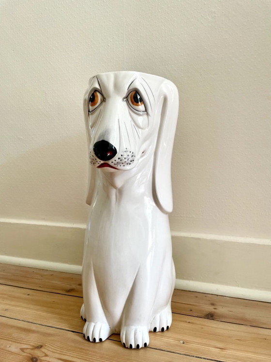 Image 1 of Regenschirmständer Hund Basset aus Keramik, Italien
