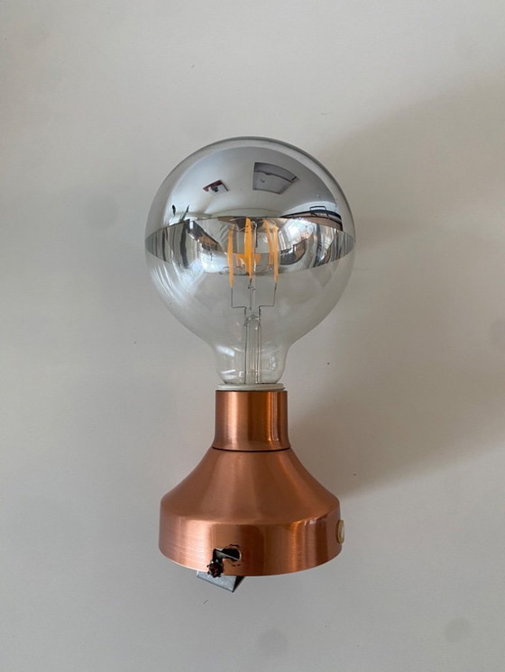 Image 1 of Koperen Design Plafond/Wandlamp met LED Spiegelbol - 2 stuks