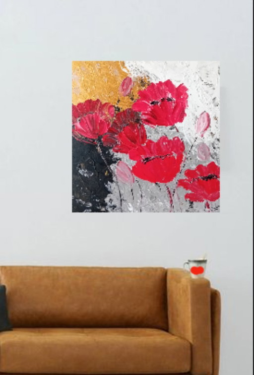 Modern schilderij klaprozen (2)