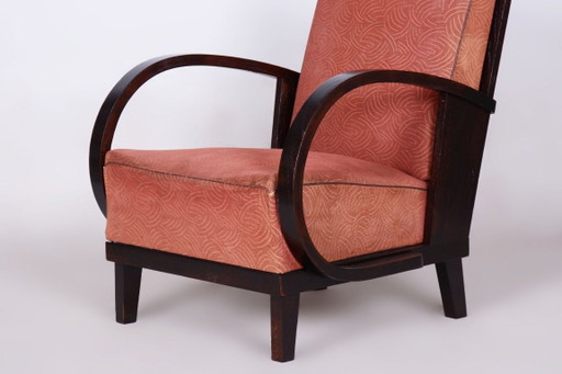Sillón Art Déco restaurado, de Jindrich Halabala, UP Zavody, República Checa, década de 1930. – fauteuils, Textile, Wood