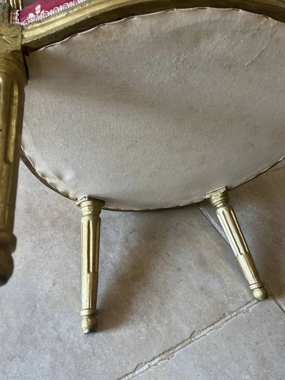 Fauteuil cabriolet Louis XVI en bois doré – dossier médaillon et tissu – Wood (photo 15 of 22)