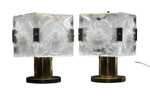 Crystal Glass Table Lamp, Jaroslav Beyvl Sr., 1970s, Czechoslovakia	