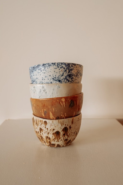 Unique handmade ceramic cappuccino mugs - set of 4