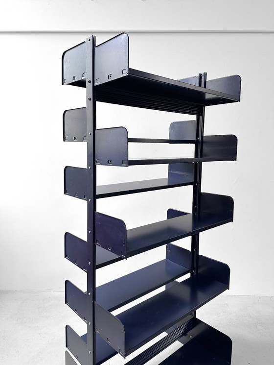 Image 1 of Italienisch-Dutch Lips Vago "Congresso" Stahlblaues Doppelbücherregal, 1966