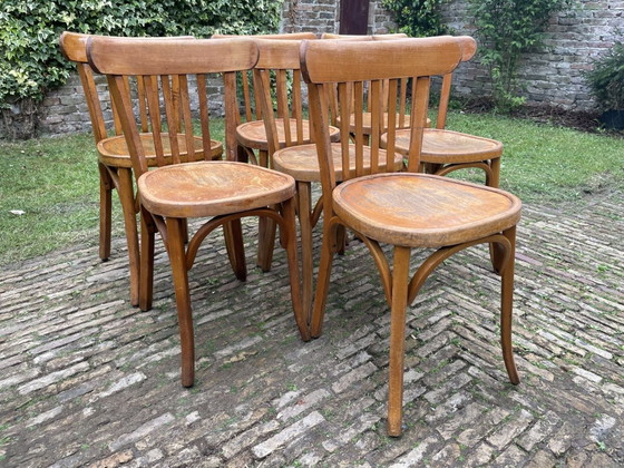 Image 1 of 7 sillas de bistró Baumann, sillas de cocina, años 50, Francia