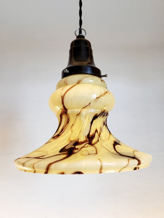 Image 1 of Opalglaslampe im Art-déco-Stil, seltenes Modell, Verreries de Scailmont, Henri Heemskerk, Belgien