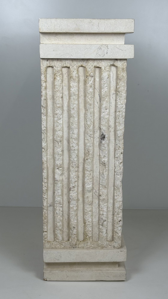 Image 1 of Vintage large Roman column / pillar beige cream plant table