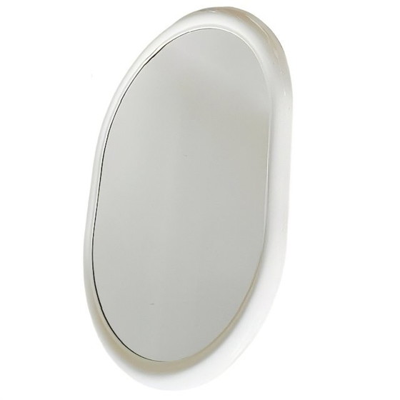 Image 1 of Vintage space age spiegel ovaal crème wit kunststof 1970's
