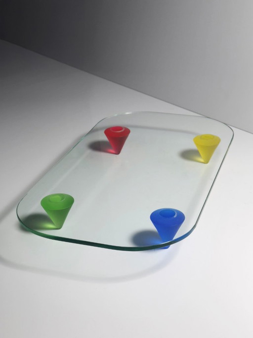 Montana Kuchenplatte Servierplatte Postmodern Dessert Teller  Rot Blau Gelb Grundformen Memphis Milano Stil 80er 90er