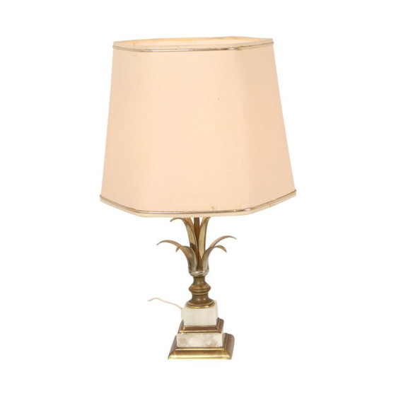 Lampe de table vintage palmier ananas, style années 70, 48 cm – Massive, Marble, Brass (photo 2 of 17)